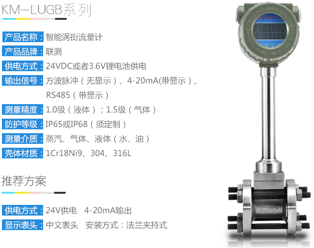 供暖蒸汽流量計技術參數(shù)圖