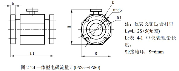 dn150電磁流量計(jì)外形尺寸圖二